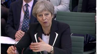 Theresa May speaking to MPs