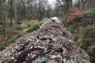 The pile of waste in Gladings Wood