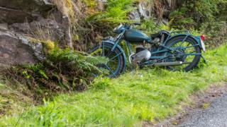 Crashed motorbike