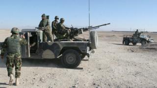 Afghan soldiers on patrol in Sangin, Helmand province