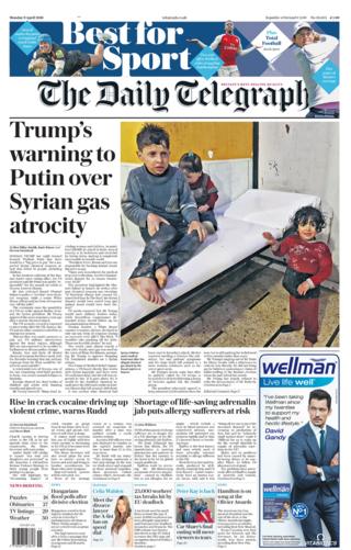 Daily Telegraph front page - 09/04/18