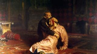 Репродукция картины художника Ильи Репина "Иван Грозный и сын его Иван 16 ноября 1581 года"