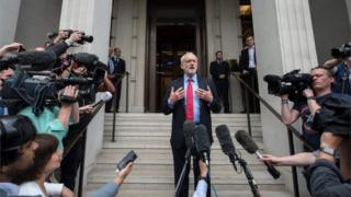 Jeremy Corbyn speaking to media
