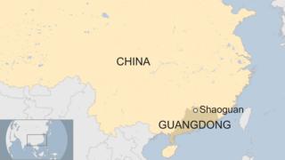 Map of Shaoguan in Guangdong, China