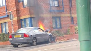 car on fire