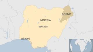 Khariidadda Nigeria oo muujinaysa halka gobolka Borno dalka kaga yaal