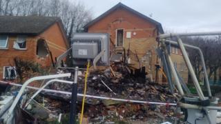 Debris after a building collapsed at Osney Mead