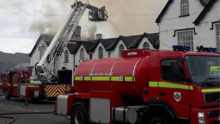 Fire at Severn Arms Hotel, Penybont, Powys