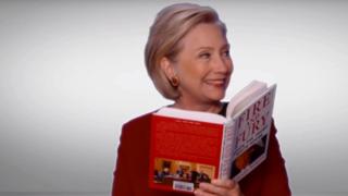 Hilary Clinton read extracts from Michael Wolff's best-selling account of Donald Trump's presidency