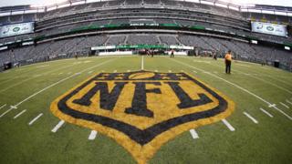 Field painted with NFL logo