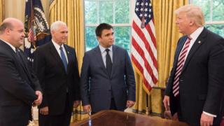 Посол Украины в США Валерий Чалый, вице-президент США Майкл Пенс, Павел Климкин и Дональд Трамп встретились в Вашингтоне