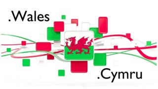 A Welsh dragon logo with the Welsh .wales and .cymru domains