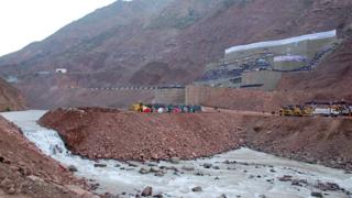 The Vakhsh river flows through many steep gorges and managing its strength is one of the engineering challenges