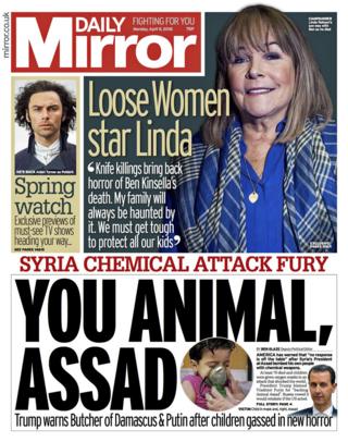 Daily Mirror front page - 09/04/18