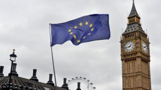 EU flag outside UK Parliament