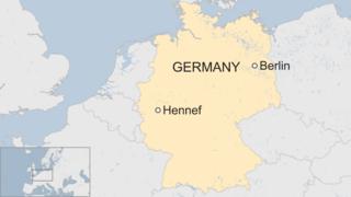 A BBC map showing the location of the town of Hennef in West Germany