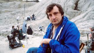 Douglas Adams on the set of his sci-fi comedy series