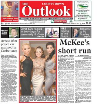 The front page of the County Down Outlook
