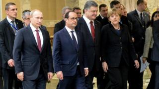 Путін, Оланд, Порошенко, Меркель