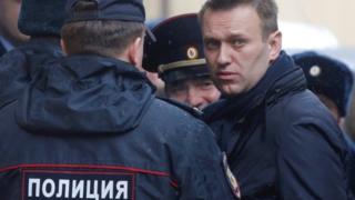 Alexei Navalny at court on Monday
