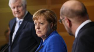 アンゲラ・メルケル氏はキリスト教社会同盟(CSU)と社会民主党(SPD)の党首と連立協議を行ってきた