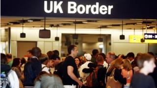 Queues of passengers at UK border