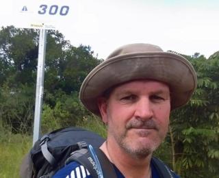Bob Walker mid-point in his pilgrimage
