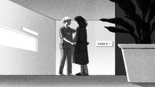 Ilustración de una paciente y una enfermera