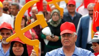 Irak'ın başkenti Bağdat'ta Komunist Parti'nin yürüyüşü