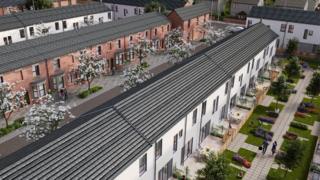 An illustrative image of how the refurbished properties with communal areas at the rear could look