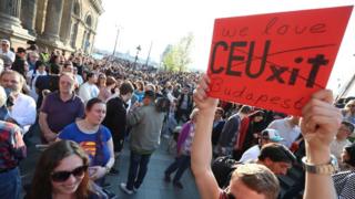 Protestas en Budapest.