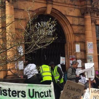 Library doors shut