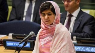 Malala Yousafzai giving her speech in 2013