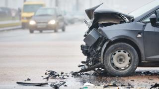 Car crash on road