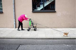 Old lady with her dog