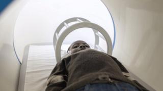 A boy having an MRI scan