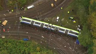 Derailed tram