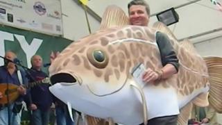 Colin Newman dressed up as a fish
