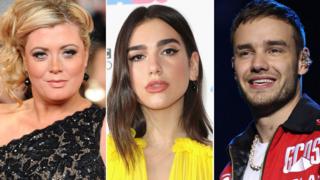 Gemma Collins, Dua Lipa and Liam Payne