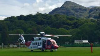HM Coastguard helicopter at Llanberis