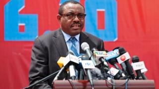 Hailemariam Desalegn pictured giving a speech