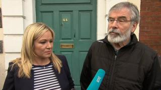 Sinn Fein's Michelle O'Neill and Gerry Adams
