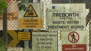Treborth waste water plant warning signs