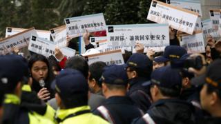 A pro-Uber rally in Taiwan on February 10 2017