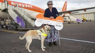 Guide dog Joey and owner owner Jan Gibson