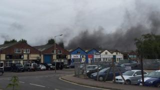 Smoke over an industrial unit in Norwich