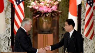 美国国务卿蒂勒森和日本外相岸田文雄