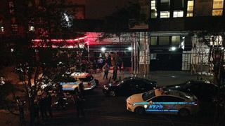 Police seal of area around Irving Plaza in New York. 25 May 2016