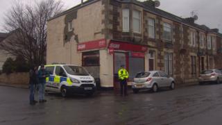 Police outside Wylie's newsagent