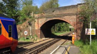 Railway bridge damage at Frimley